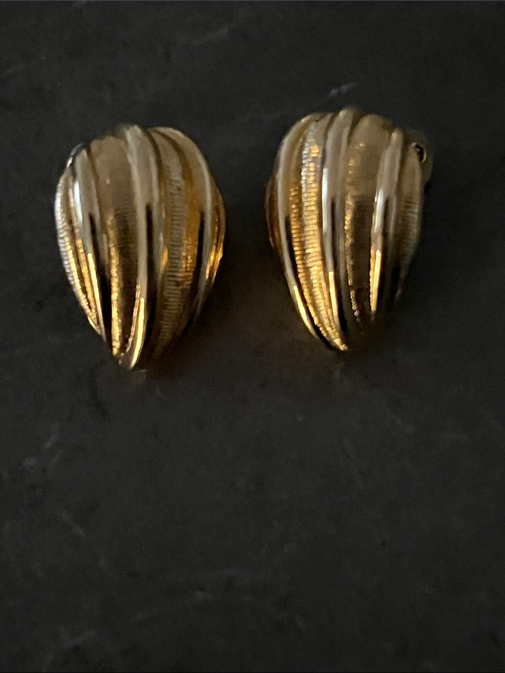 Money marked Gold-Tone Ribbed Clip-On Earrings - 1”